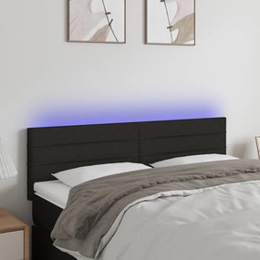 Κεφαλάρι Κρεβατιού LED Μαύρο 144x5x78/88 εκ. Υφασμάτινο - Μαύρο