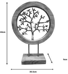 Επιτραπέζιο διακοσμητικό δέντρο Krom Inart φυσικό μάνγκο ξύλο-αλουμίνιο 30.5x9x44εκ