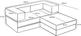 Γωνιακός Καναπές Κρεβάτι Καφέ COMFORT MINI 95x190x75