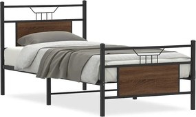 vidaXL Πλαίσιο Κρεβ. Χωρ. Στρώμα Καφέ Δρυς 90x200 εκ. Επεξ. Ξύλο