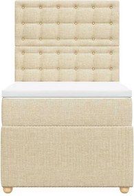 vidaXL Κρεβάτι Boxspring με Στρώμα Κρεμ 90x190 εκ.Υφασμάτινο