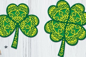 Σετ των 2 Intra απο ξύλο plywood 3mm-4mm πάχος - Clover Mandala 3D Layered Papercut Δίασταση 30x30 cm INTRAFABR-89420696