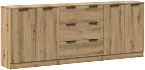 vidaXL Μπουφές 3 τμχ Δρυς τεχνίτης 60x30x70 cm Επεξεργασμένο ξύλο