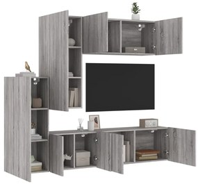 vidaXL Έπιπλα Τηλεόρασης Τοίχου 5 τεμ. Γκρι Sonoma από Επεξ. Ξύλο