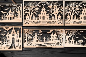 Σετ των 2 Intra απο ξύλο plywood Χρώμα wenge 3mm-4mm πάχος - Αποκριάτικο αποκοπής με λέιζερ Δίασταση 15x15 cm INTRAFABR-76912681