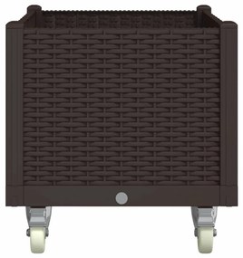 vidaXL Ζαρντινιέρα Κήπου με Ροδάκια Καφέ 80x50x54 εκ. Πολυπροπυλένιο