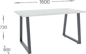 Τραπέζι Atlanta Γκρι-Μαύρο 160x80x77cm