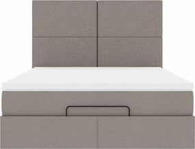 vidaXL Οθωμανικό κρεβάτι με στρώμα &amp; LEDs Taupe 140x200 cm Ύφασμα