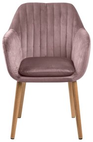 Καρέκλα Oakland 197, Dusty pink, 83x57x61cm, Ταπισερί, Ξύλινα, Μέταλλο, Μπράτσα