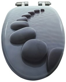 vidaXL Κάλυμμα Λεκάνης με Καπάκι Soft Close Σχέδιο Πέτρες από MDF