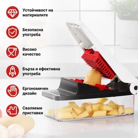 Πρέσα πολλαπλών χρήσεων Izibizi PS-331A, 1,2 l, 2 λεπίδες, Ανοξείδωτο ατσάλι, Λαστιχένια πόδια, χωρίς BPA, Λευκό/Μαύρο