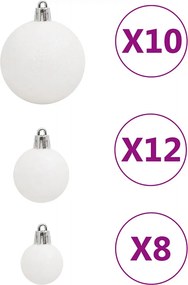 vidaXL Σετ Μπάλες Χριστουγεννιάτικες 111 τεμ. Λευκές από Πολυστυρένιο