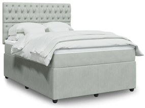 vidaXL Κρεβάτι Boxspring με Στρώμα Ανοιχτό Γκρι 140x200 εκ. Βελούδινο