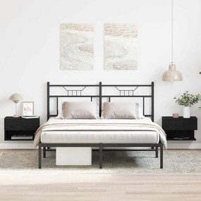 Κομοδίνο 2 pcs Μαύρη Οξυά 46 x 30 x 30 εκ Επεξεργασμένο ξύλο