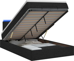 vidaXL Κρεβάτι Ottoman με Στρώμα και LED Μαύρο 120 x 200 cm Ύφασμα