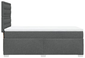 Κρεβάτι Boxspring με Στρώμα Σκούρο Γκρι 90x190 εκ. Υφασμάτινο - Γκρι