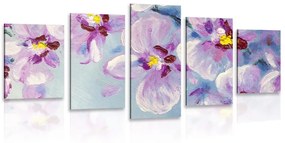 Εικόνα 5 τεμαχίων ρομαντικά μωβ λουλούδια - 100x50