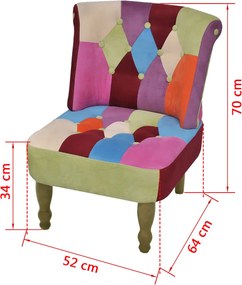 vidaXL Πολυθρόνα Γαλλικού Στιλ με Σχέδιο Patchwork Υφασμάτινη