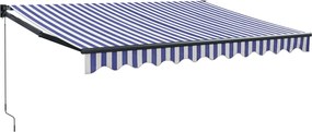 vidaXL Τέντα Πτυσσόμενη Μπλε και Λευκή 3,5 x 2,5 μ. Ύφασμα / Αλουμίνιο