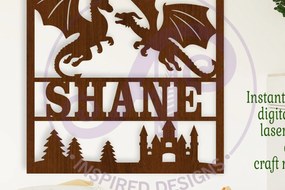 Intra απο ξύλο plywood 3mm-4mm πάχος - Dragons Square Name Wall Art , Δίασταση 40x50 cm INTRAFABR-114840641