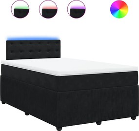 vidaXL Κρεβάτι Boxspring με Στρώμα Μαύρο 120x190 εκ. Βελούδινο