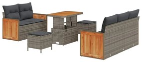 vidaXL Σετ Καναπέ Κήπου με μαξιλάρι 8 pcs Γκρι Πολυ ράταν