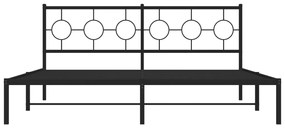 vidaXL Πλαίσιο Κρεβατιού με Κεφαλάρι Μαύρο 180 x 200 εκ. Μεταλλικό