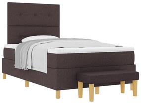 vidaXL Κρεβάτι Box Spring με Στρώμα & Πάγκο Σκούρο Καφέ 120x200 εκ. Υφάσματος