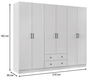 Ντουλάπα ρούχων Jenna Megapap εξάφυλλη χρώμα λευκό 210x50x182εκ.