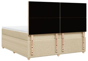 vidaXL Κρεβάτι Boxspring με Στρώμα Κρεμ 200x200 εκ. Υφασμάτινο