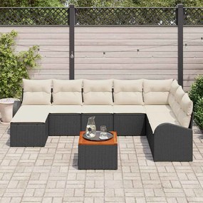 vidaXL Σετ Καναπέ Κήπου 9 pcs Μαύρο και λευκό