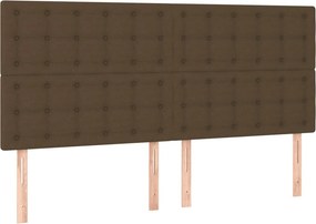 vidaXL Κρεβάτι Boxspring με Στρώμα Σκούρο Καφέ 200x200 εκ. Υφασμάτινο