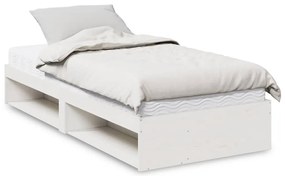 vidaXL Καναπές Κρεβάτι με Στρώμα Λευκό 90x200 εκ. Μασίφ Ξύλο Πεύκου
