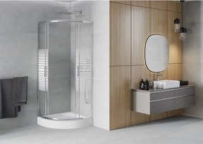 Mexen Rio καμπίνα ντους ημικυκλική 70 x 70 cm, λευκές λωρίδες, χρώμιο +