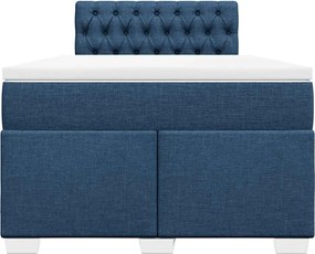 vidaXL Κρεβάτι Boxspring με Στρώμα Μπλε 120x190 εκ. Υφασμάτινο