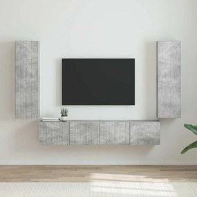 vidaXL Ντουλάπι Τηλεόρασης Τοίχου 2 pcs Σκυρόδεμα Επεξεργασμένο Ξύλο