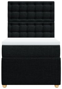 vidaXL Κρεβάτι Boxspring με Στρώμα Μαύρο 90x200 εκ. Υφασμάτινο