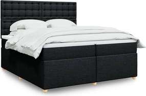 vidaXL Κρεβάτι Boxspring με Στρώμα Μαύρο 200x200 εκ. Υφασμάτινο