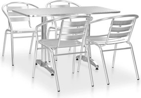 vidaXL Σετ Τραπεζαρίας Εξωτερικού Χώρου 5 Τεμαχίων Ασημί Αλουμινίου