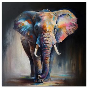 Πίνακας σε καμβά "Colorful Elephant" Megapap ψηφιακής εκτύπωσης 100x100x3εκ.