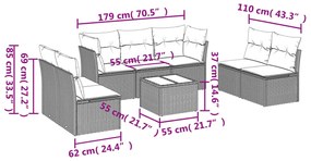 vidaXL Σαλόνι Κήπου 8 Τεμαχίων Μαύρο από Συνθετικό Ρατάν με Μαξιλάρια