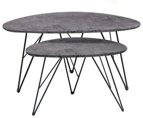 Τραπεζάκι Σαλονιού Σετ 2τμχ Nancy Cement 90X60X45.5/60X40X38εκ. 09.0443 Mdf, Metal