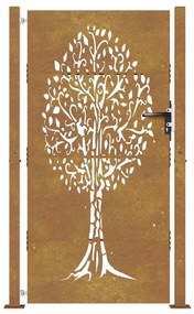 vidaXL Πόρτα Κήπου με Σχέδιο Δέντρου από Ατσάλι Corten 100 x 200 εκ.