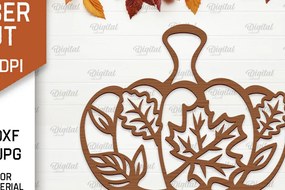 Σετ των 2 Intra απο ξύλο plywood 3mm-4mm πάχος Φθινοπωρινή διακόσμηση τοίχου κολοκύθας με λέιζερ Δίασταση 15x15 cm INTRAFABR-102188594