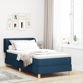 vidaXL Κρεβάτι με Στρώμα σε Μπλε, 90x200 εκ., Υφασμάτινο