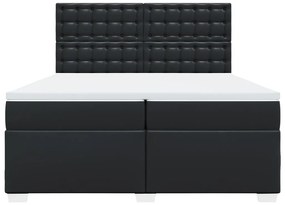 vidaXL Κρεβάτι Boxspring με Στρώμα Μαύρο 200x200 εκ. Συνθετικό Δέρμα
