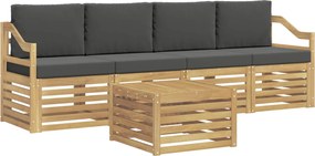 vidaXL Σειρά Καναπέ Εξωτερικού 5 pcs Άσπρο και Ανθρακί Πολυεστέρας