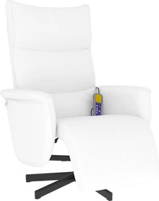 vidaXL Πολυθρόνα Μασάζ Ανακλινόμενη με Υποπόδιο Λευκή Συνθετικό Δέρμα