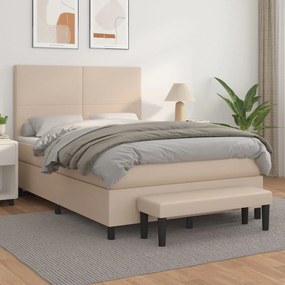 vidaXL Κρεβάτι Boxspring με Στρώμα Καπουτσίνο 140x200εκ.από Συνθ.Δέρμα