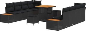 vidaXL Σετ Καναπέ Κήπου με μαξιλάρι 11 pcs Μαύρο